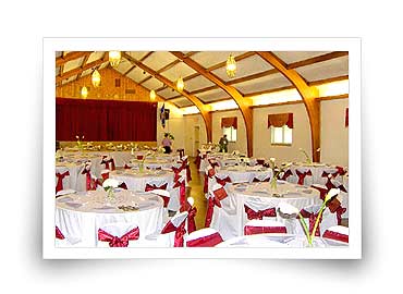Hall interior with banquet style seating